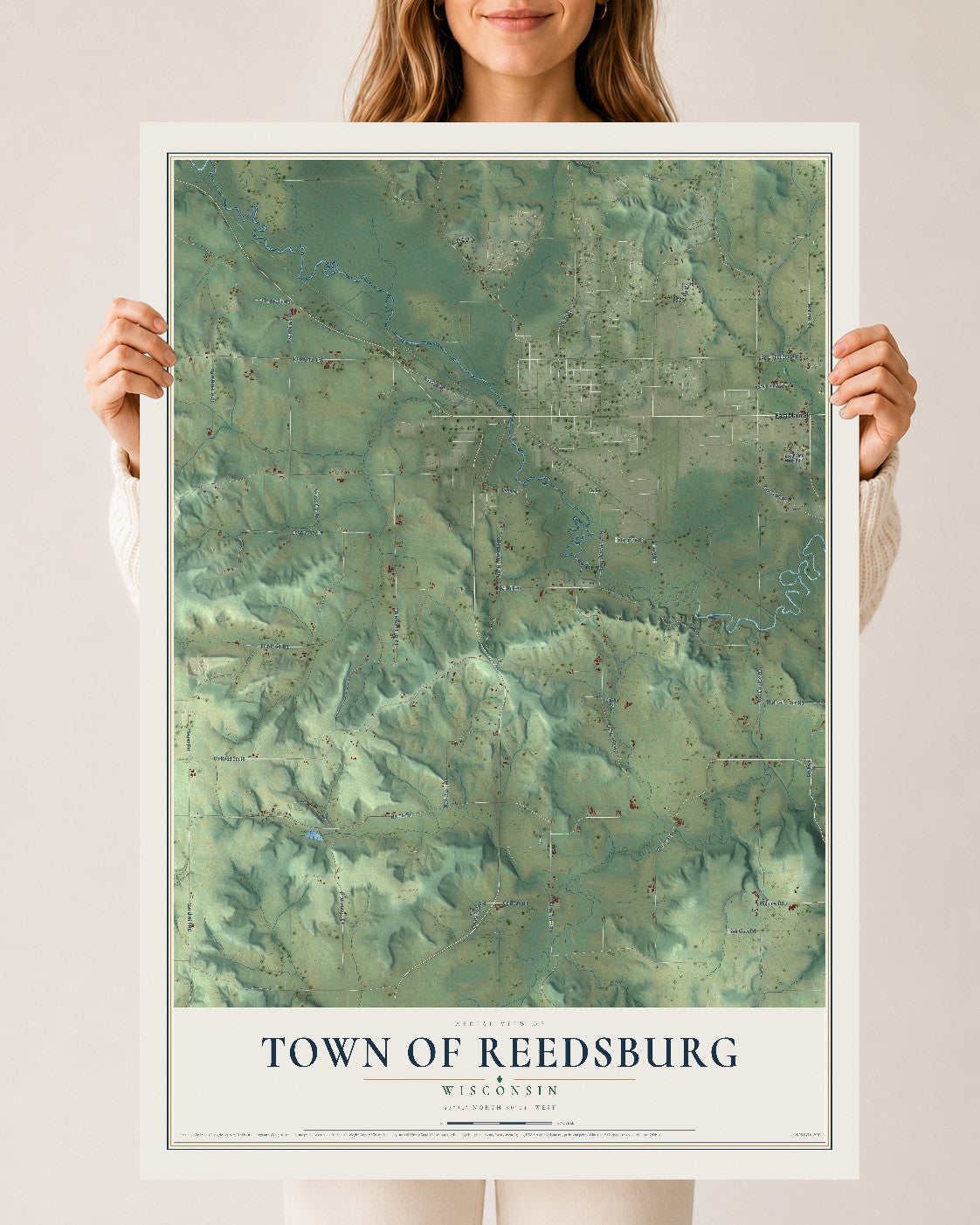 Map of the Town of Reedsburg, Wisconsin, 24 x 36 inch unframed archival matte print