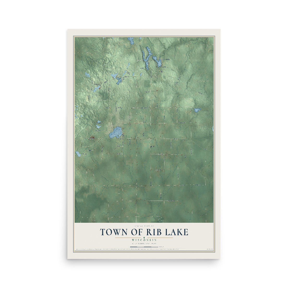 Map of the Town of Rib Lake, Wisconsin, 12 x 18 inch unframed archival matte print