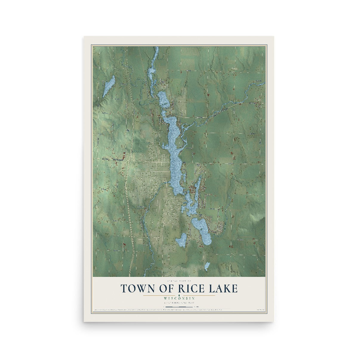 Map of the Town of Rice Lake, Wisconsin, 12 x 18 inch unframed archival matte print