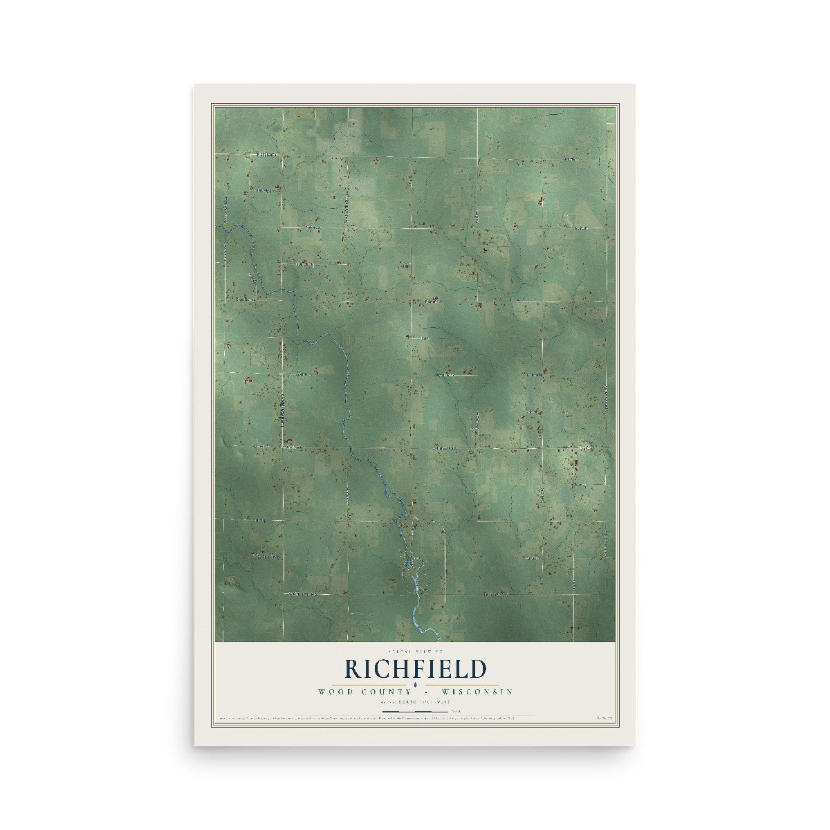 Map of Richfield, Wood County, Wisconsin, 12 x 18 inch unframed archival matte print