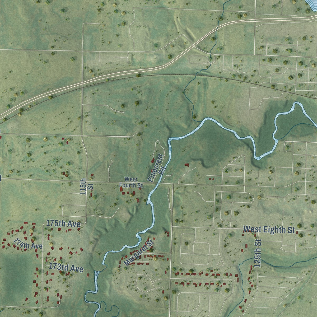 Close-up of the map of Richmond, St. Croix County, Wisconsin print showing street and building detail