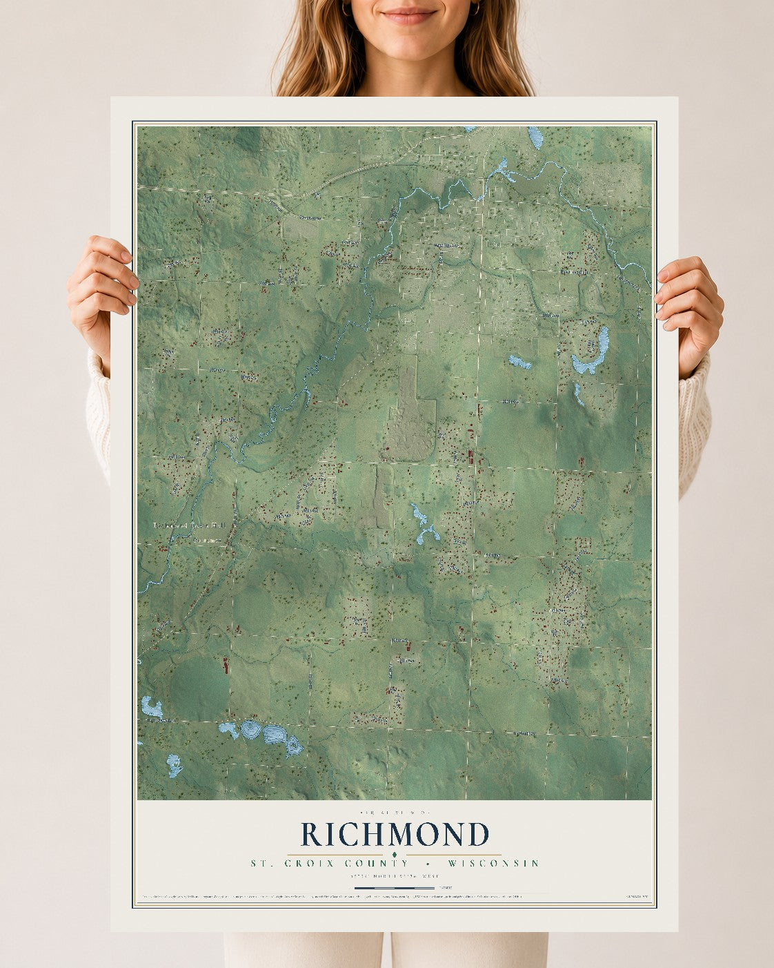 Map of Richmond, St. Croix County, Wisconsin, 24 x 36 inch unframed archival matte print