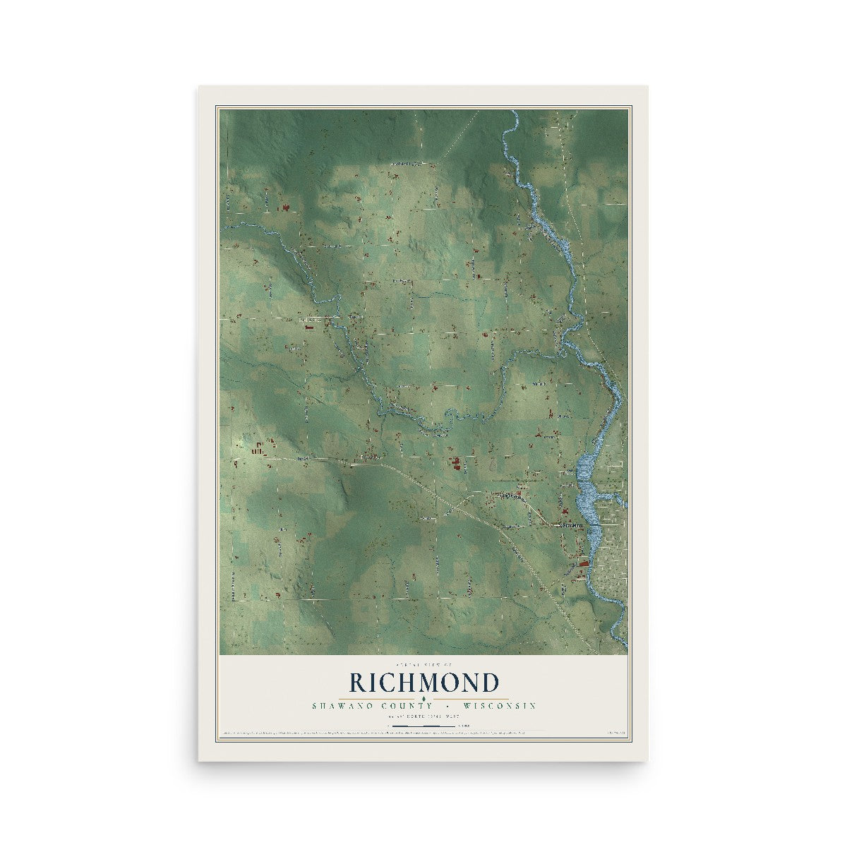 Map of Richmond, Shawano County, Wisconsin, 12 x 18 inch unframed archival matte print