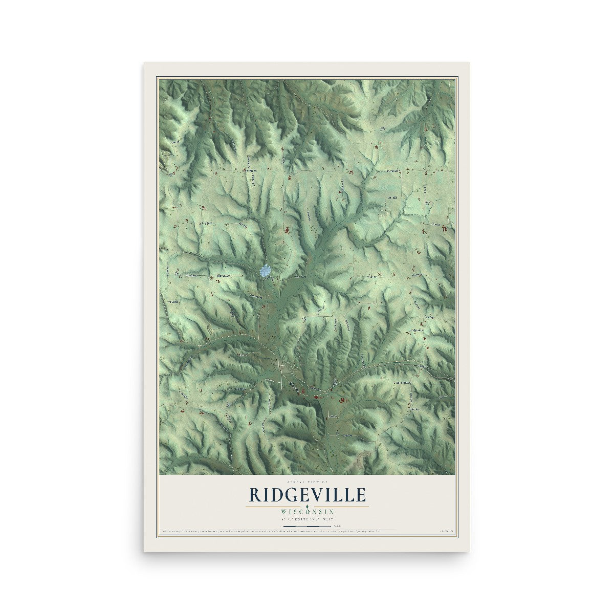Map of Ridgeville, Wisconsin, 12 x 18 inch unframed archival matte print