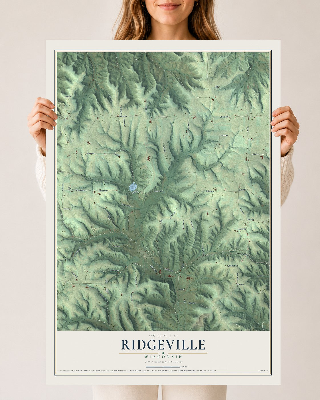 Map of Ridgeville, Wisconsin, 24 x 36 inch unframed archival matte print