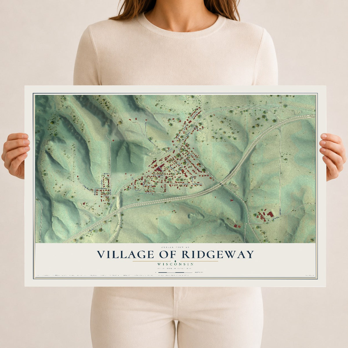 Map of Ridgeway, Wisconsin, 12 x 18 inch unframed archival matte print