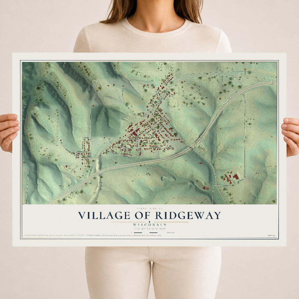 Map of Ridgeway, Wisconsin, 18 x 24 inch unframed archival matte print