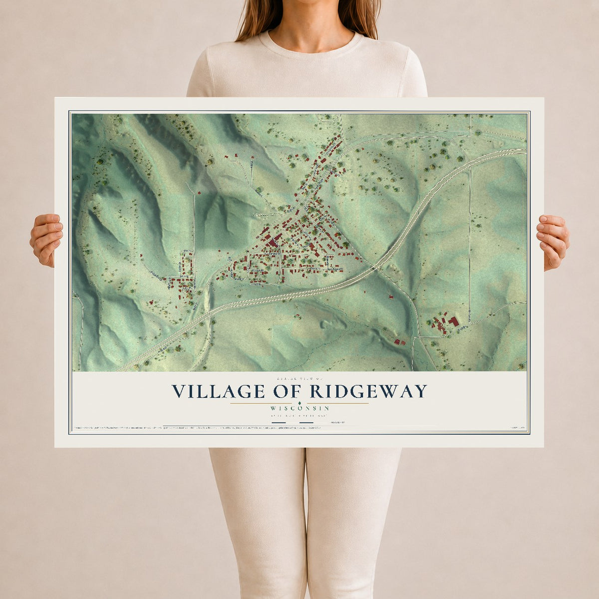 Map of Ridgeway, Wisconsin, 24 x 36 inch unframed archival matte print