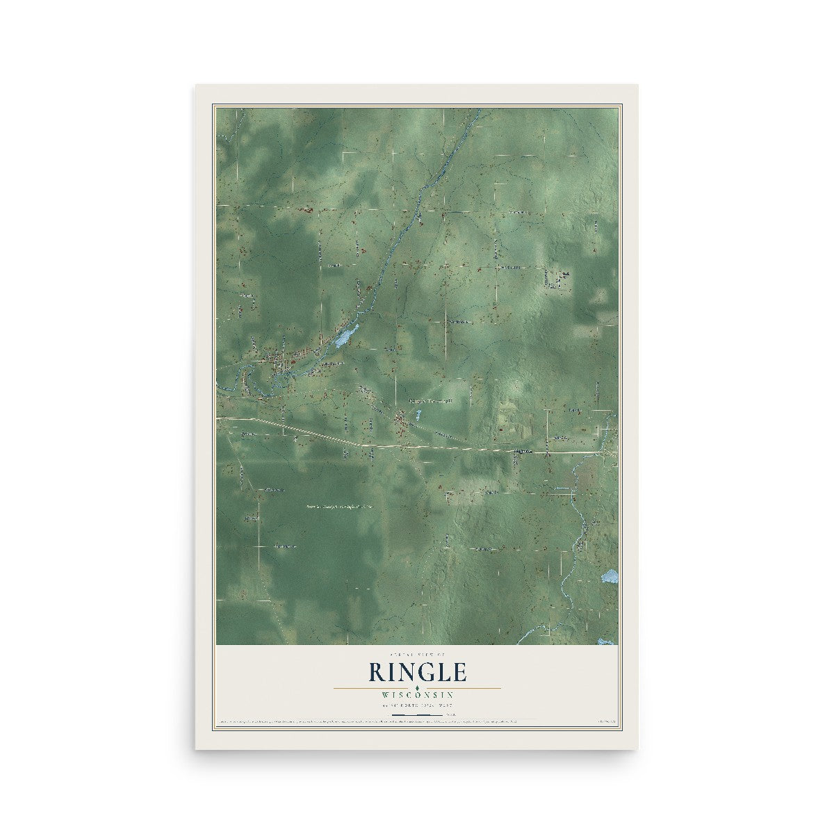 Map of Ringle, Wisconsin, 12 x 18 inch unframed archival matte print