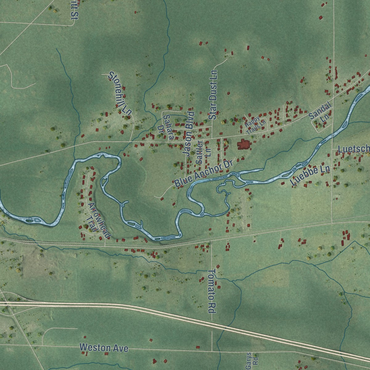 Close-up of the map of Ringle, Wisconsin print showing street and building detail