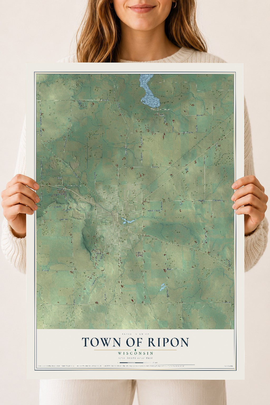 Map of the Town of Ripon, Wisconsin, 18 x 24 inch unframed archival matte print