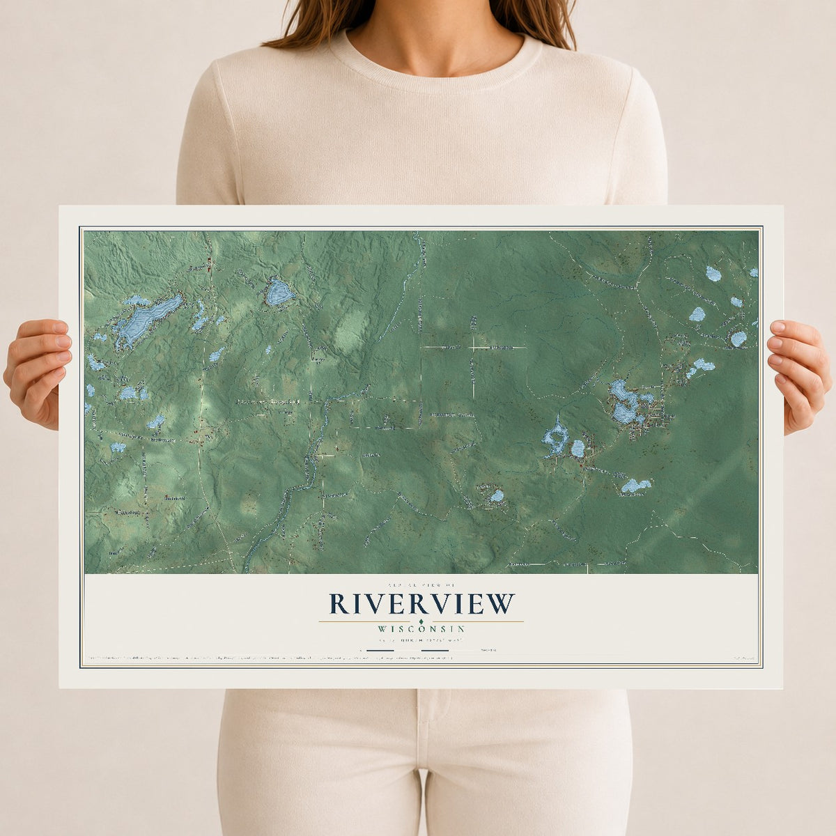 Map of Riverview, Wisconsin, 12 x 18 inch unframed archival matte print
