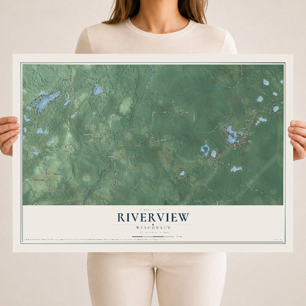 Map of Riverview, Wisconsin, 18 x 24 inch unframed archival matte print