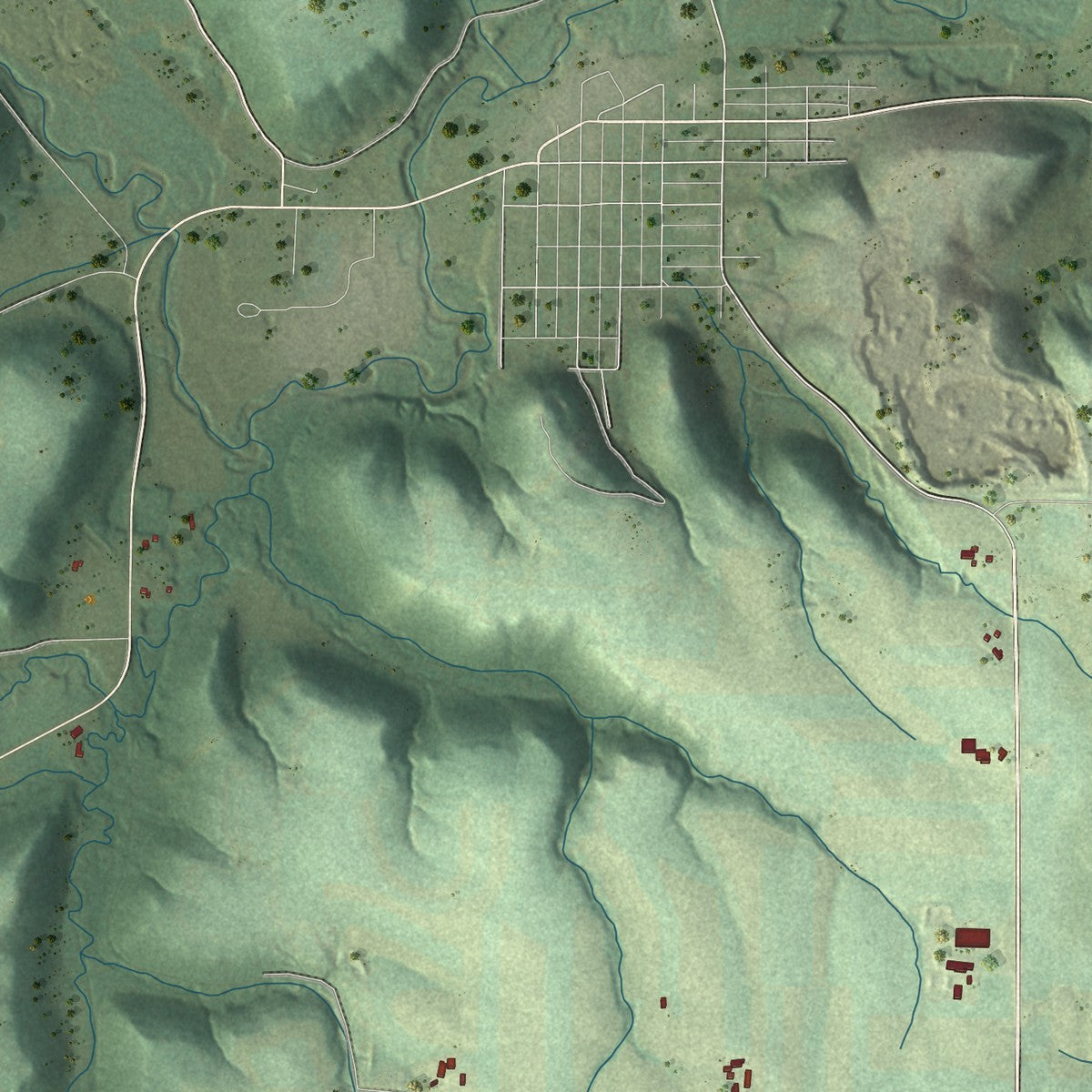Second close-up of the map of Rock Elm, Wisconsin print showing more streets and buildings
