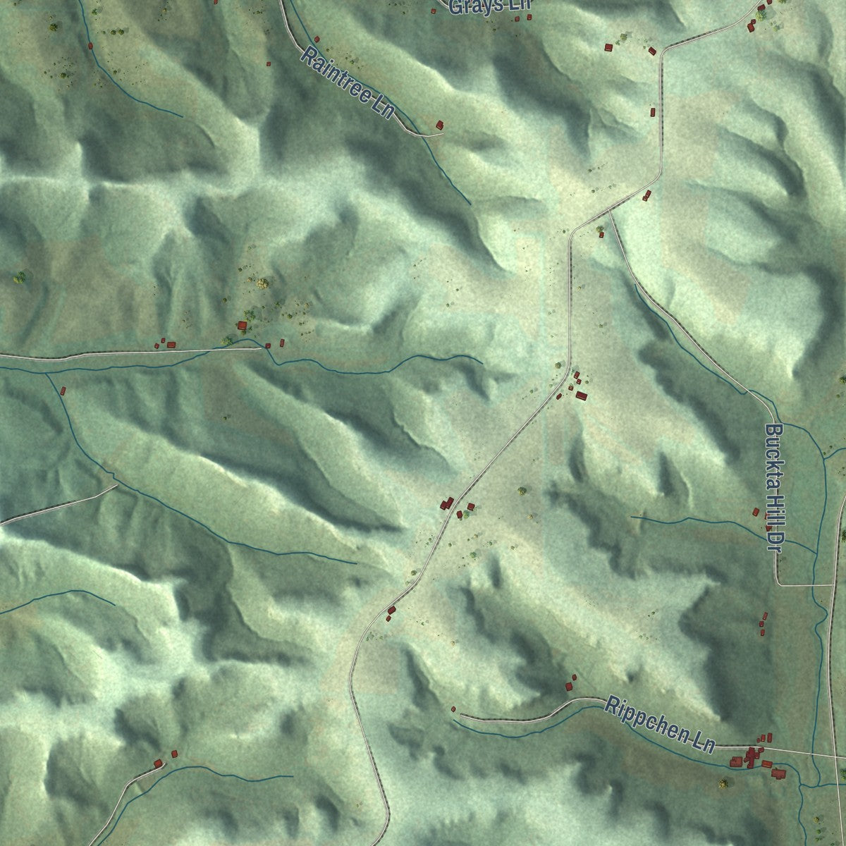 Second close-up of the map of Rockbridge, Wisconsin print showing more streets and buildings