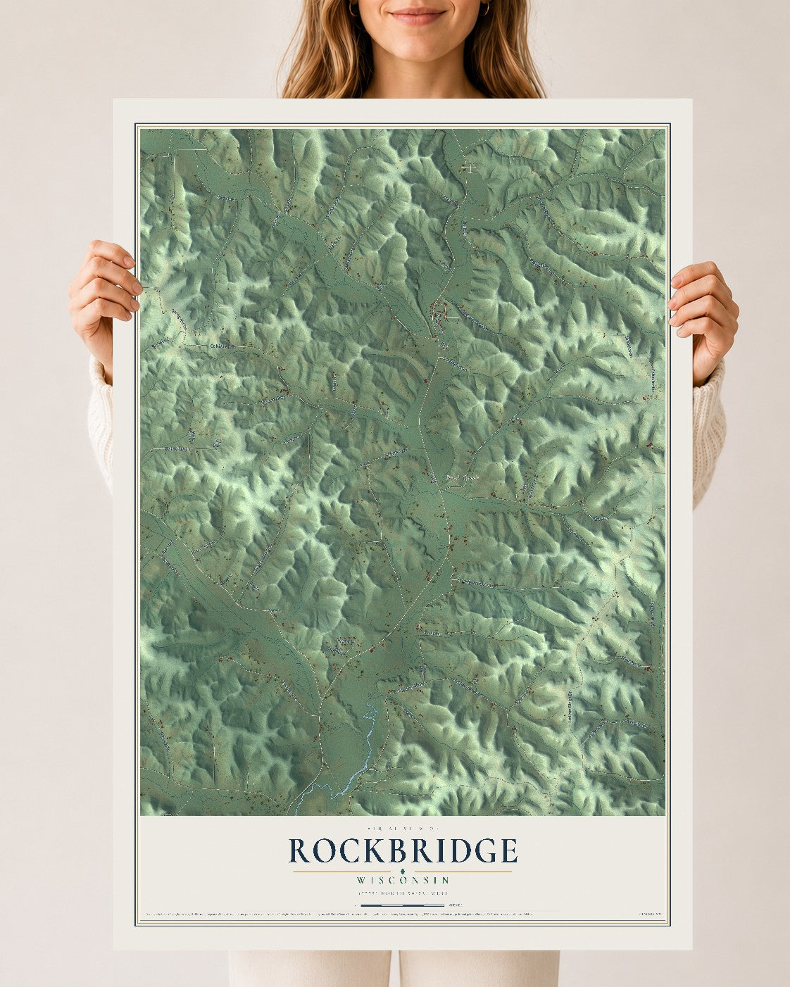 Map of Rockbridge, Wisconsin, 24 x 36 inch unframed archival matte print