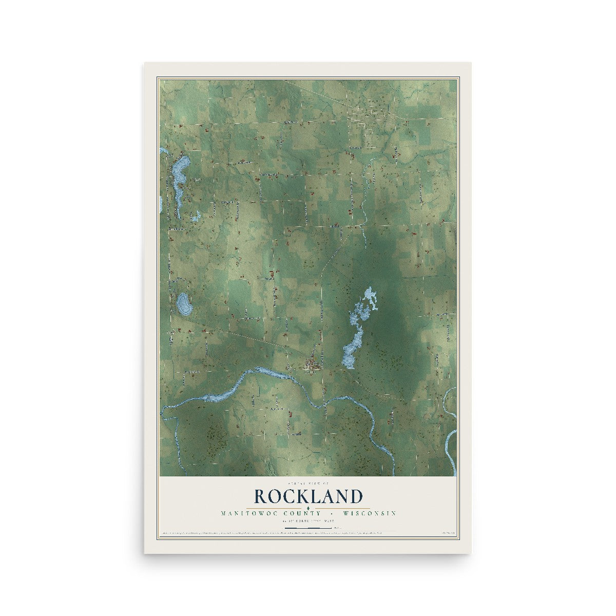 Map of Rockland, Manitowoc County, Wisconsin, 12 x 18 inch unframed archival matte print