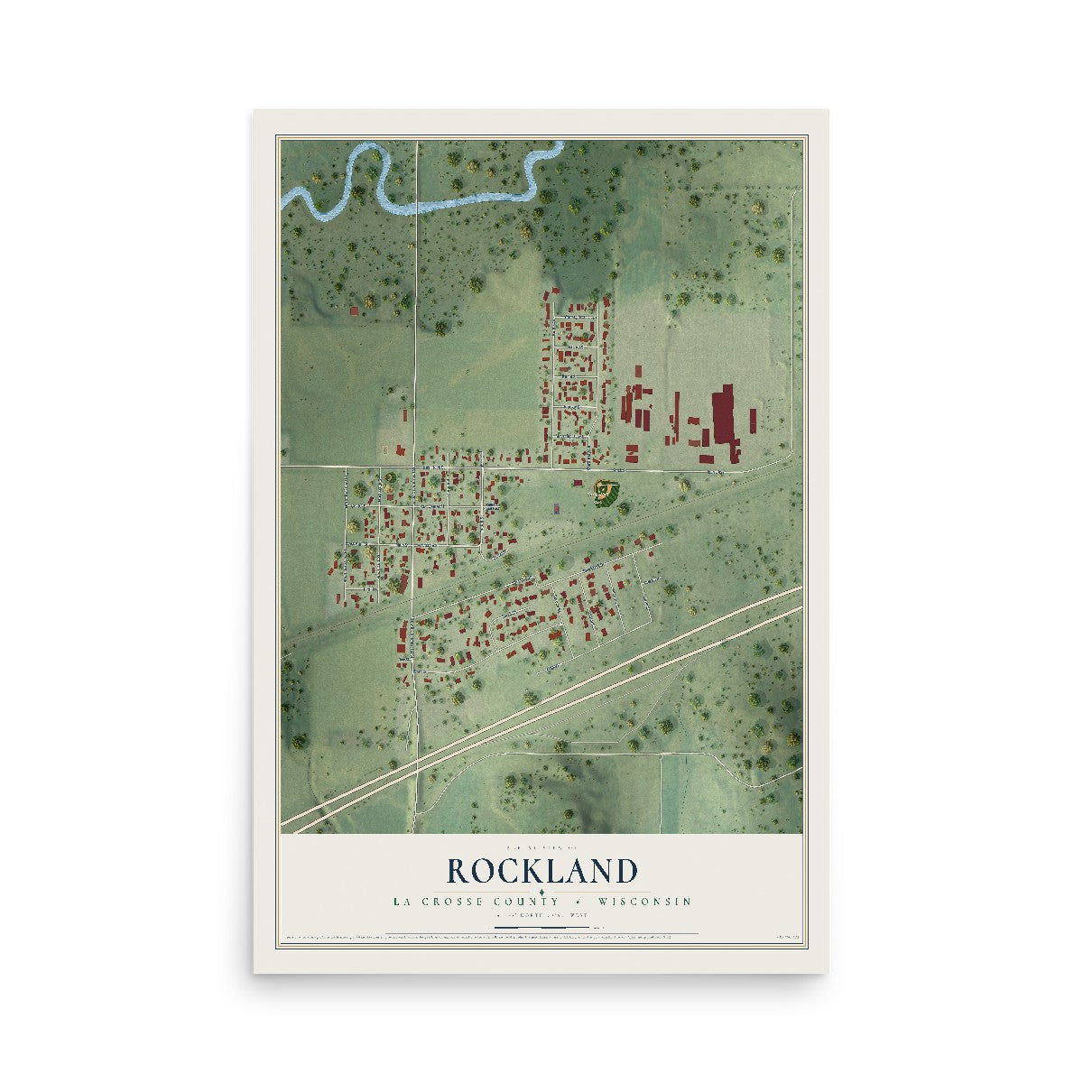 Map of Rockland, La Crosse County, Wisconsin, 12 x 18 inch unframed archival matte print