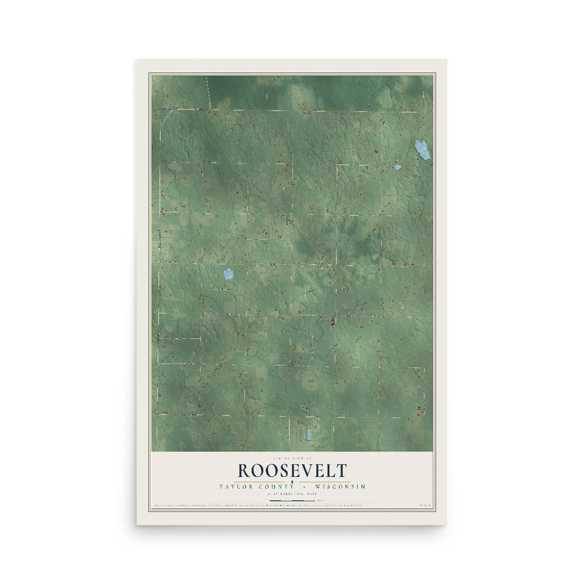 Map of Roosevelt, Taylor County, Wisconsin, 12 x 18 inch unframed archival matte print