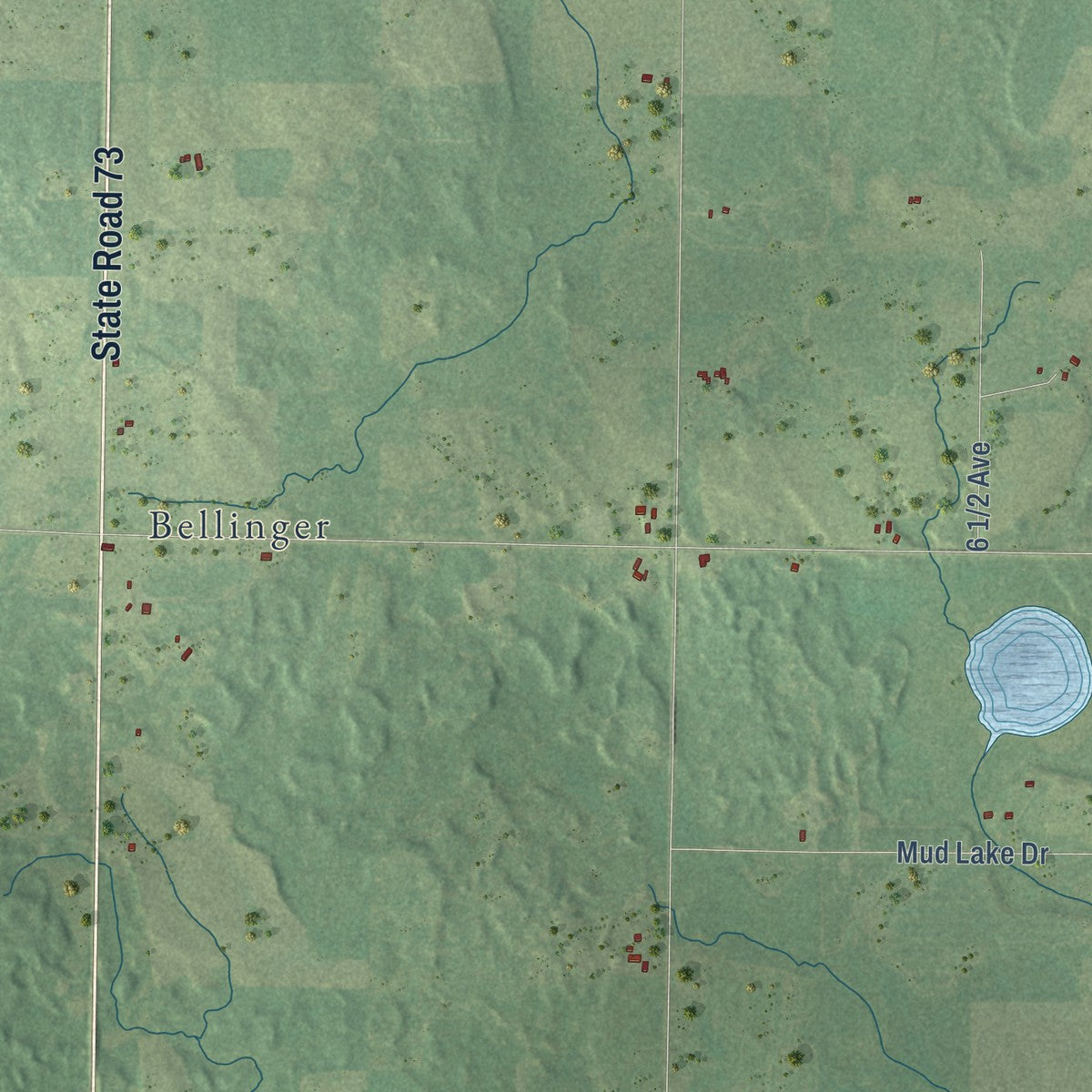 Second close-up of the map of Roosevelt, Taylor County, Wisconsin print showing more streets and buildings