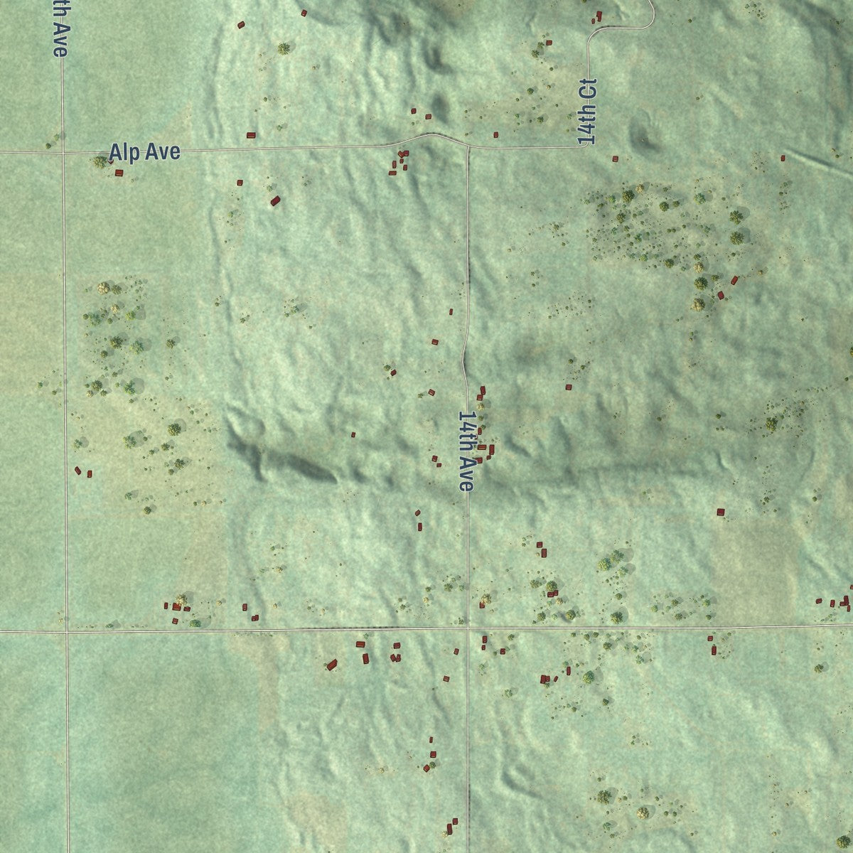 Second close-up of the map of Rose, Wisconsin print showing more streets and buildings