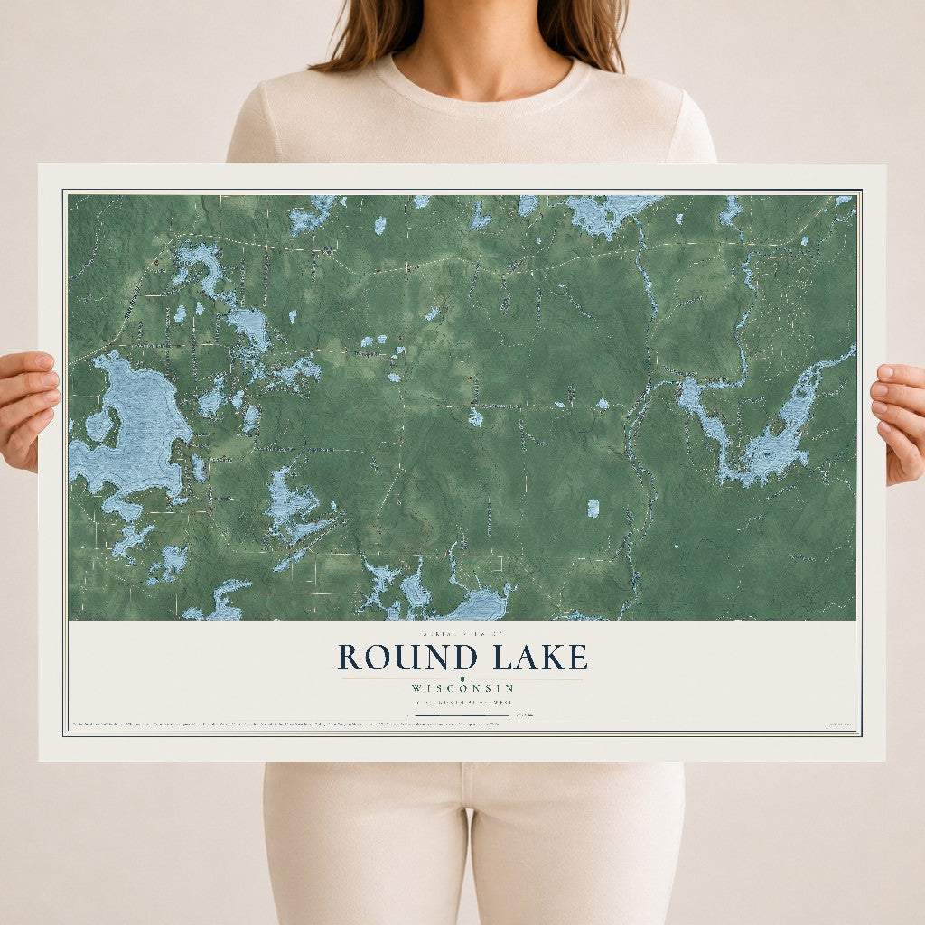 Map of Round Lake, Wisconsin, 18 x 24 inch unframed archival matte print