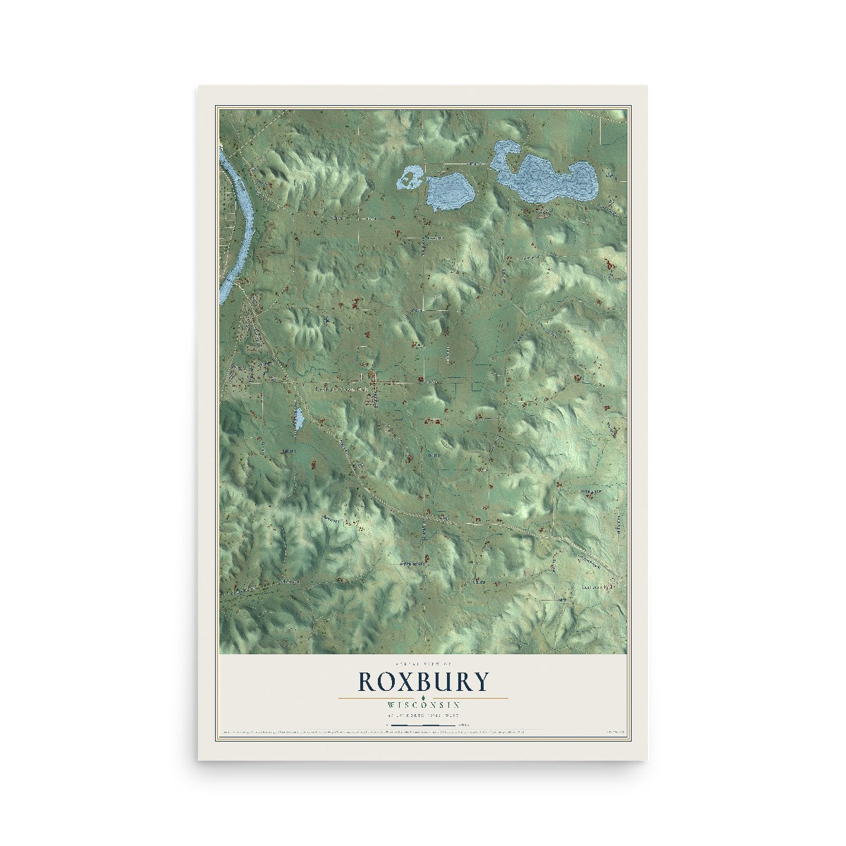Map of Roxbury, Wisconsin, 12 x 18 inch unframed archival matte print
