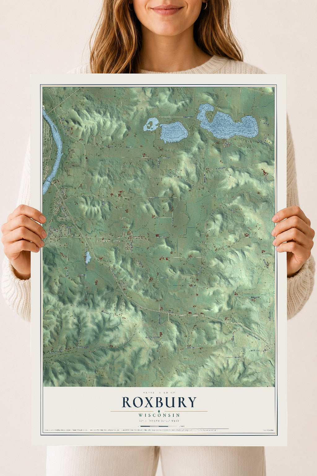 Map of Roxbury, Wisconsin, 18 x 24 inch unframed archival matte print