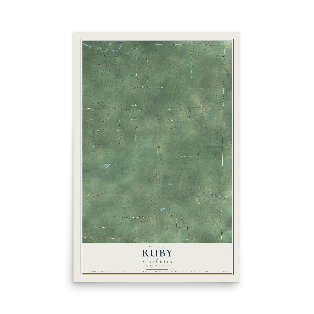 Map of Ruby, Wisconsin, 12 x 18 inch unframed archival matte print