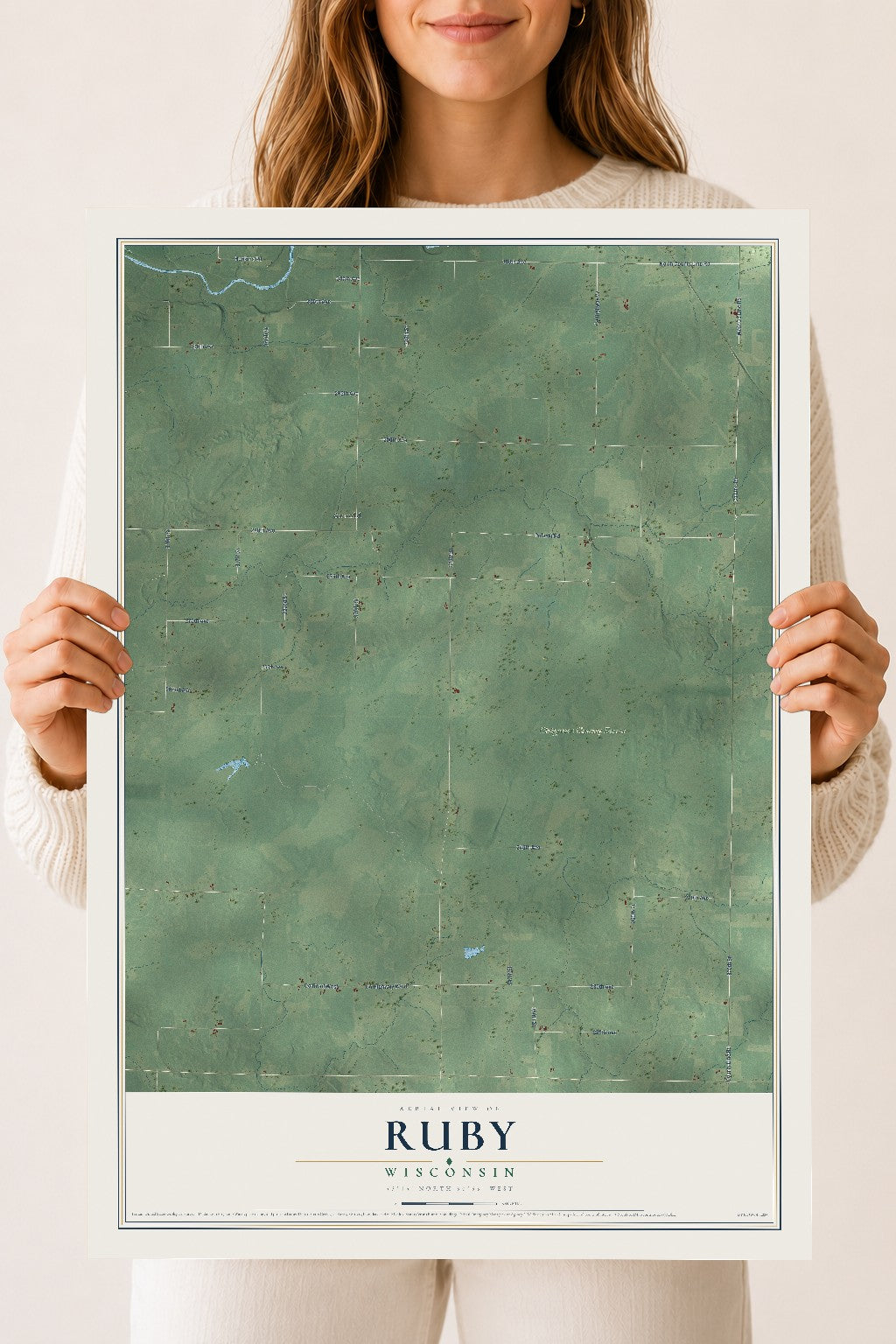 Map of Ruby, Wisconsin, 18 x 24 inch unframed archival matte print