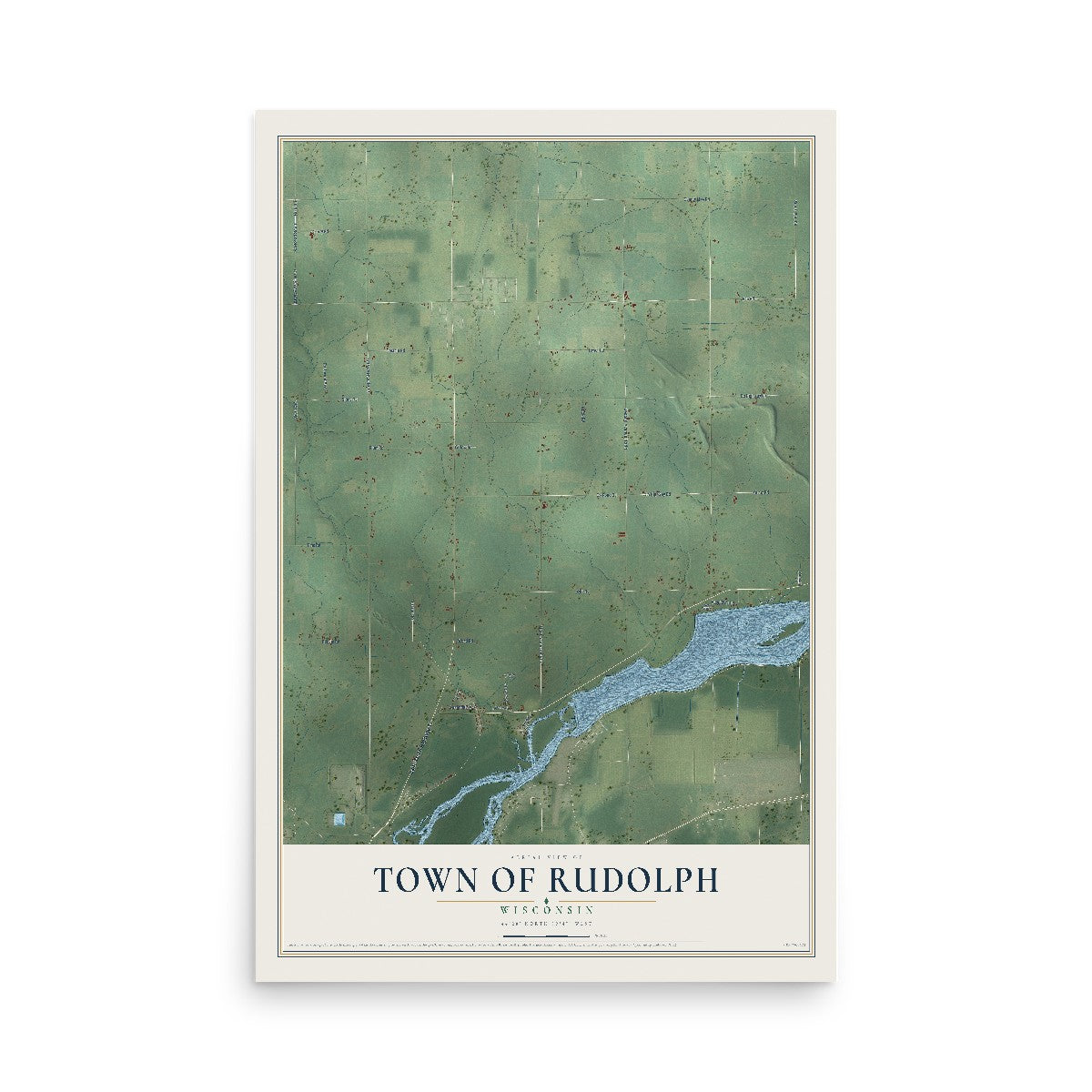 Map of the Town of Rudolph, Wisconsin, 12 x 18 inch unframed archival matte print