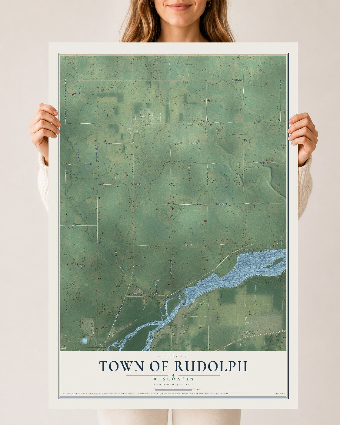 Map of the Town of Rudolph, Wisconsin, 24 x 36 inch unframed archival matte print