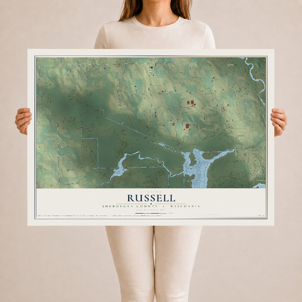 Map of Russell, Sheboygan County, Wisconsin, 24 x 36 inch unframed archival matte print