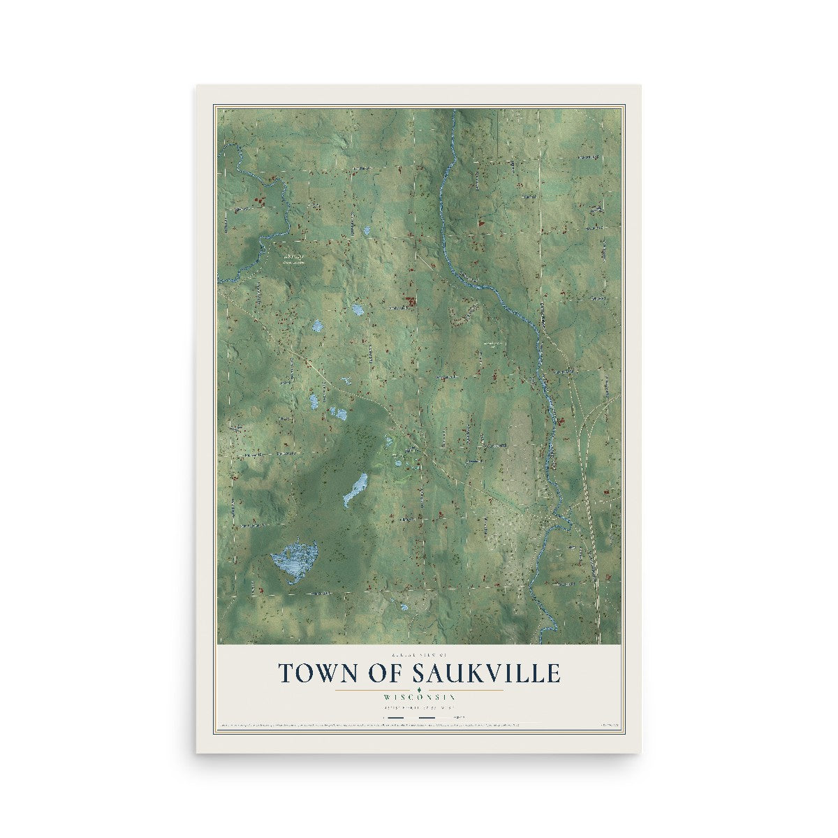 Map of the Town of Saukville, Wisconsin, 12 x 18 inch unframed archival matte print