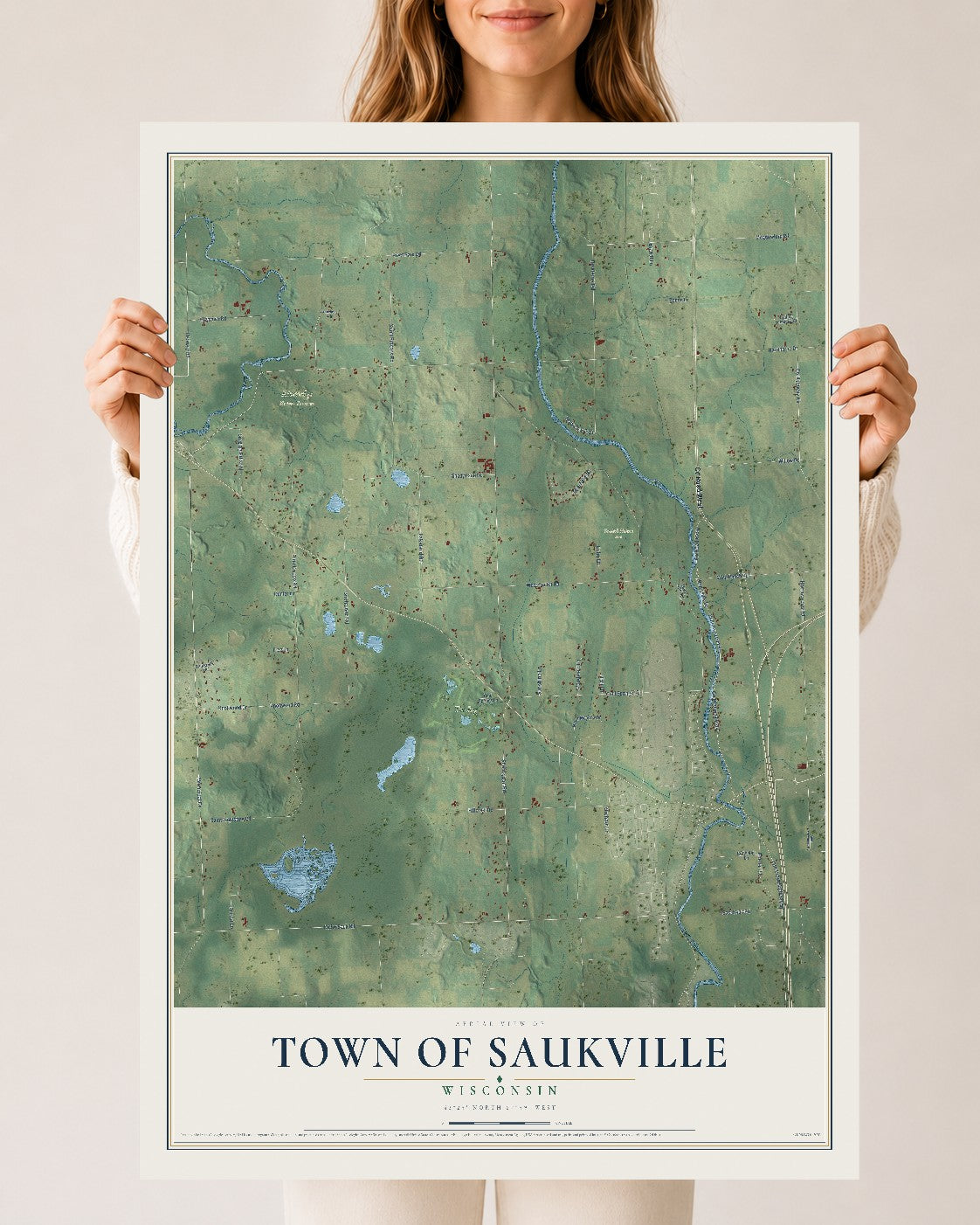 Map of the Town of Saukville, Wisconsin, 24 x 36 inch unframed archival matte print