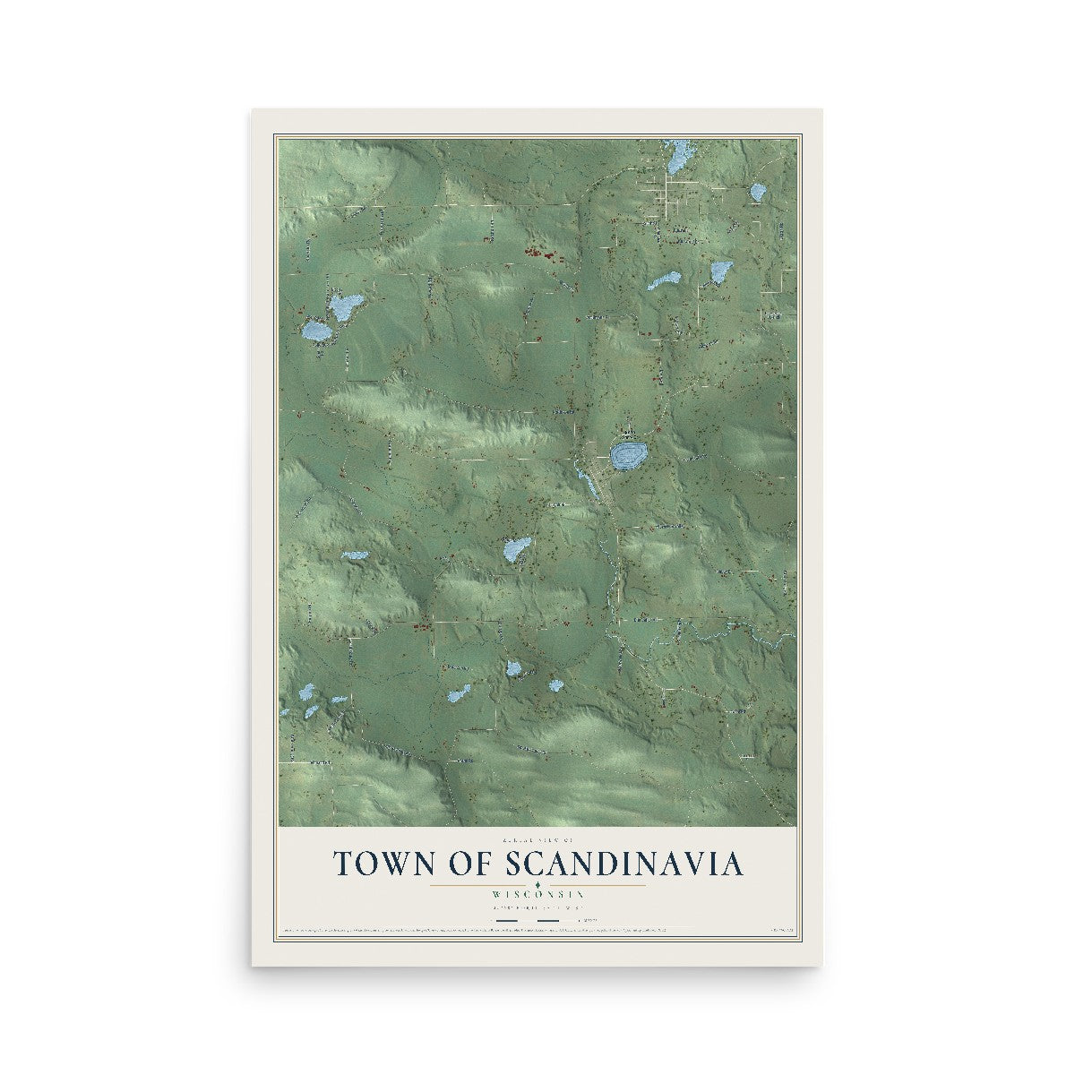 Map of the Town of Scandinavia, Wisconsin, 12 x 18 inch unframed archival matte print