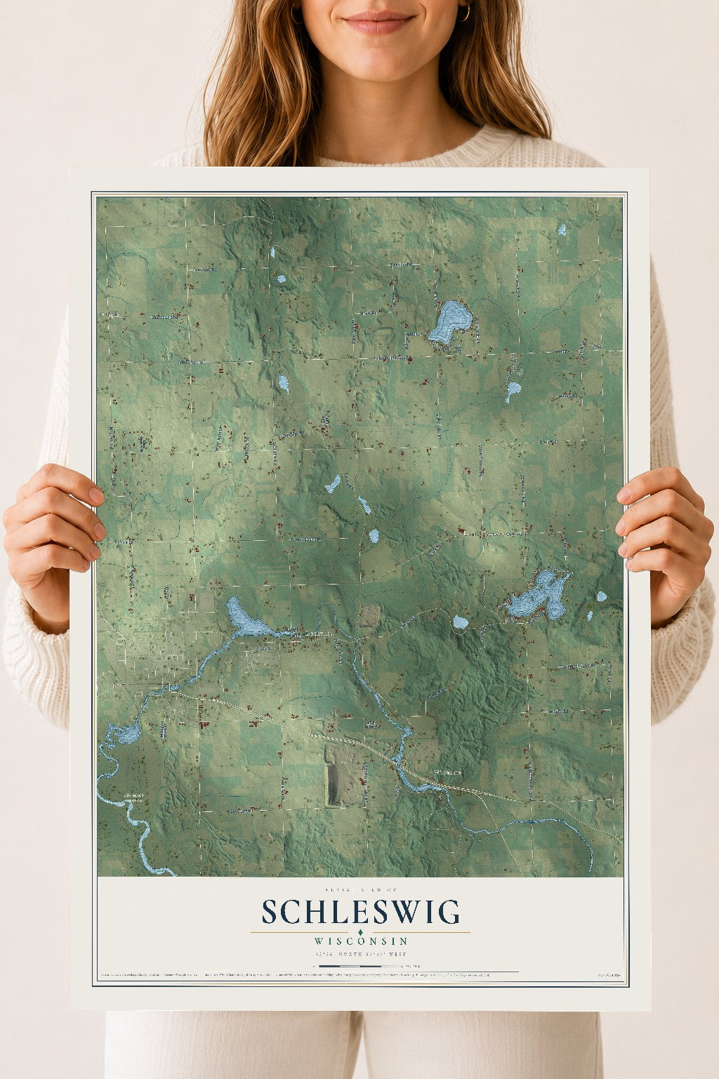 Map of Schleswig, Wisconsin, 18 x 24 inch unframed archival matte print