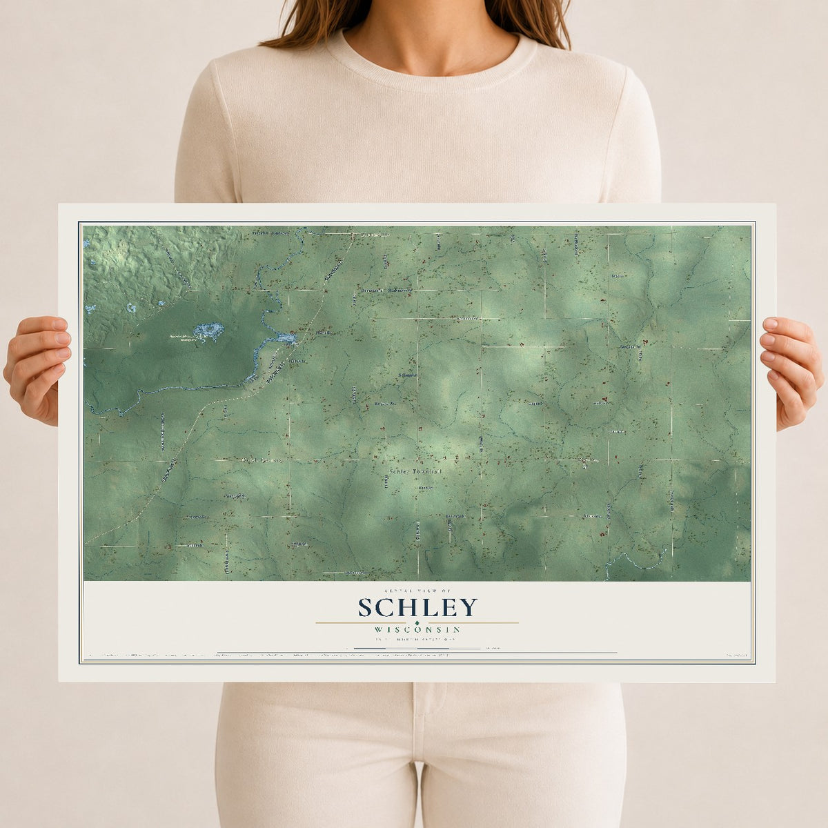 Map of Schley, Wisconsin, 12 x 18 inch unframed archival matte print