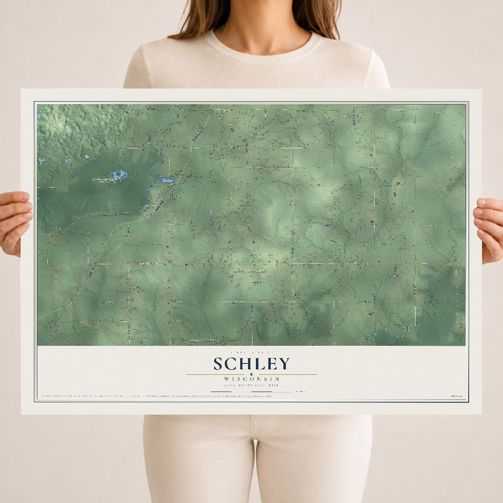 Map of Schley, Wisconsin, 18 x 24 inch unframed archival matte print