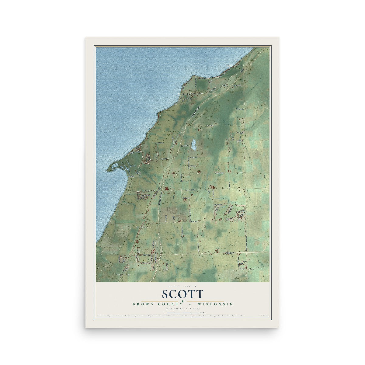 Map of Scott, Brown County, Wisconsin, 12 x 18 inch unframed archival matte print