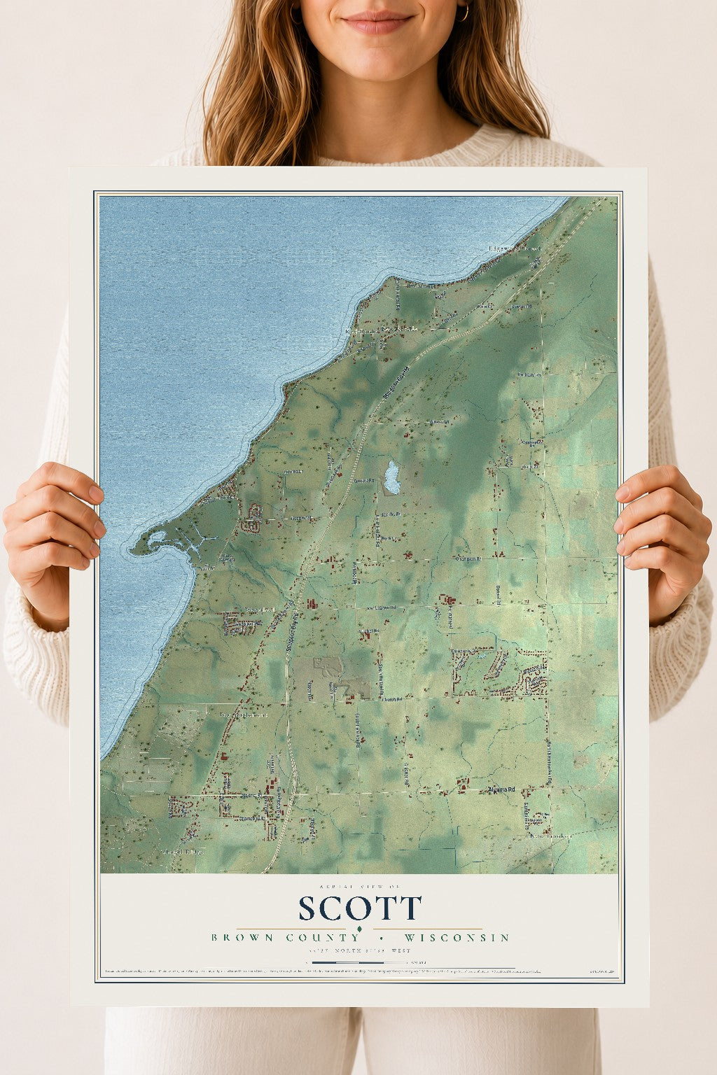 Map of Scott, Brown County, Wisconsin, 18 x 24 inch unframed archival matte print