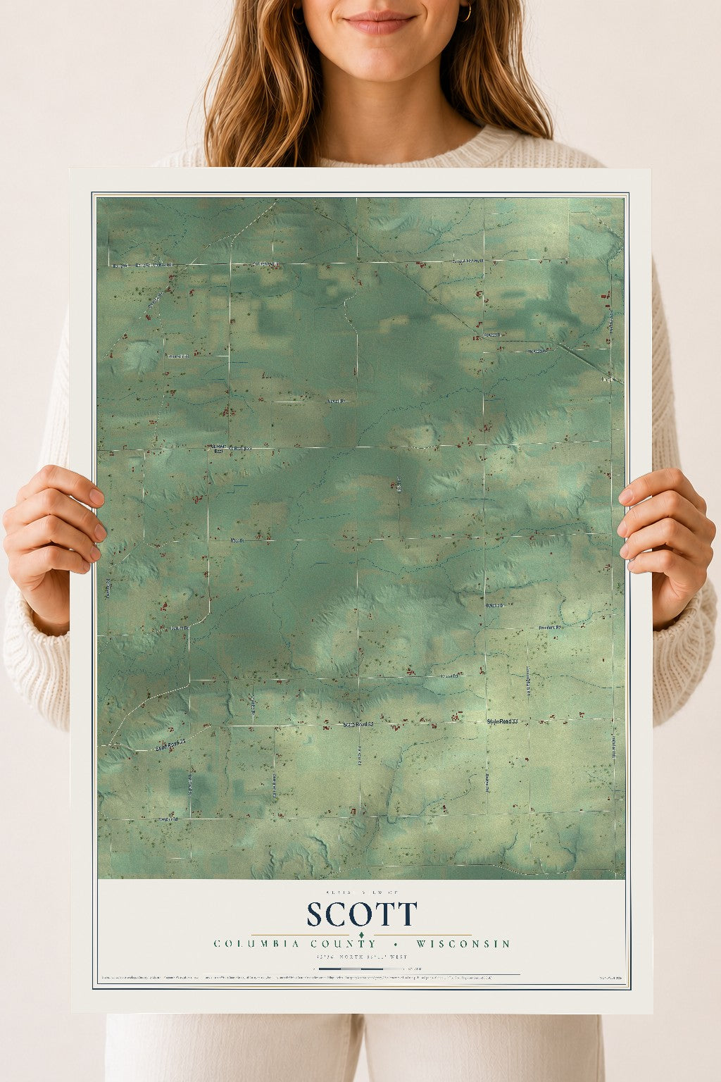 Map of Scott, Columbia County, Wisconsin, 18 x 24 inch unframed archival matte print