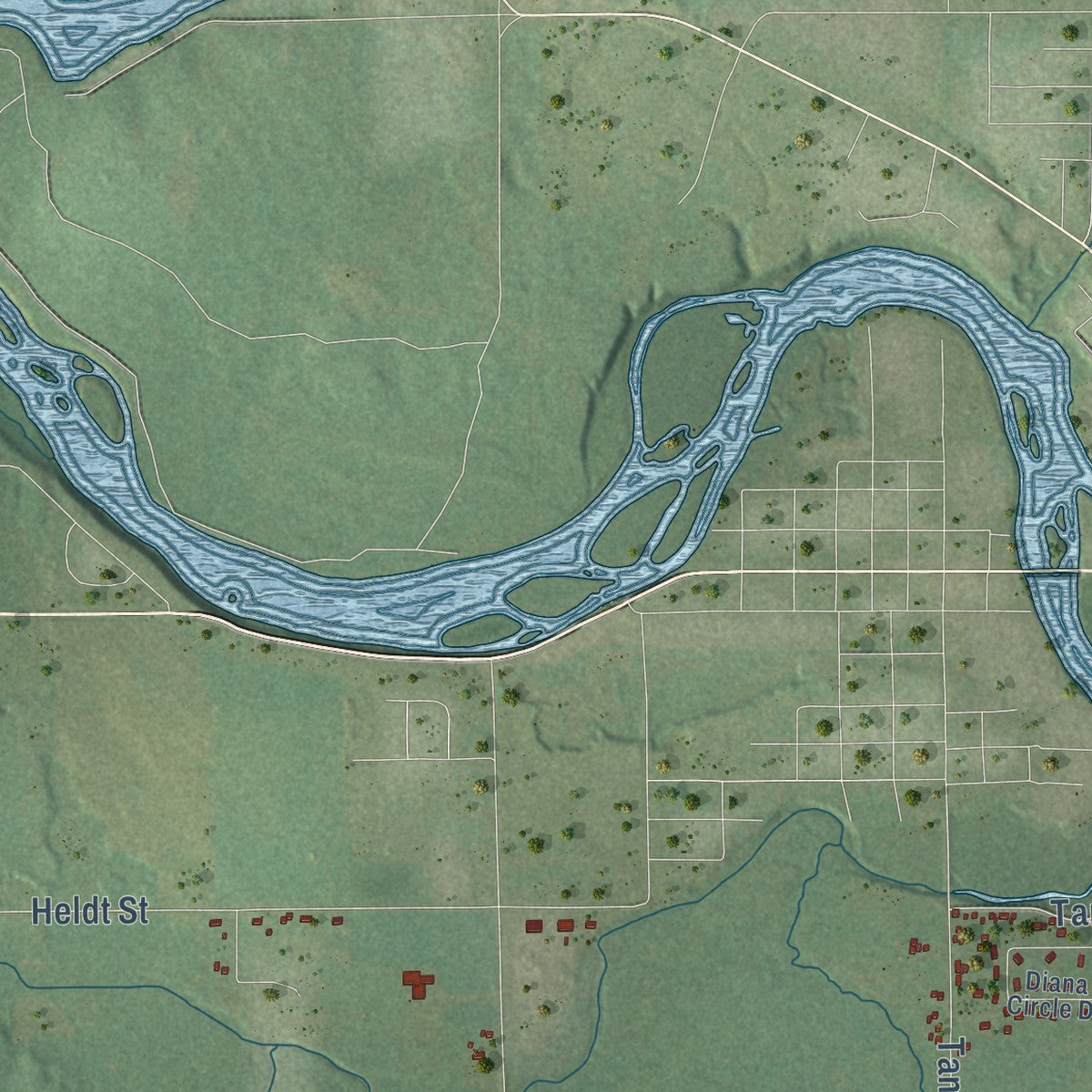 Second close-up of the map of Scott, Lincoln County, Wisconsin print showing more streets and buildings