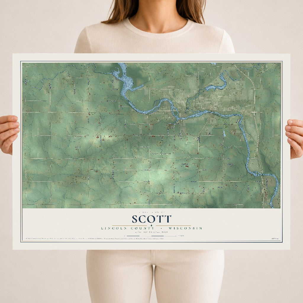 Map of Scott, Lincoln County, Wisconsin, 18 x 24 inch unframed archival matte print