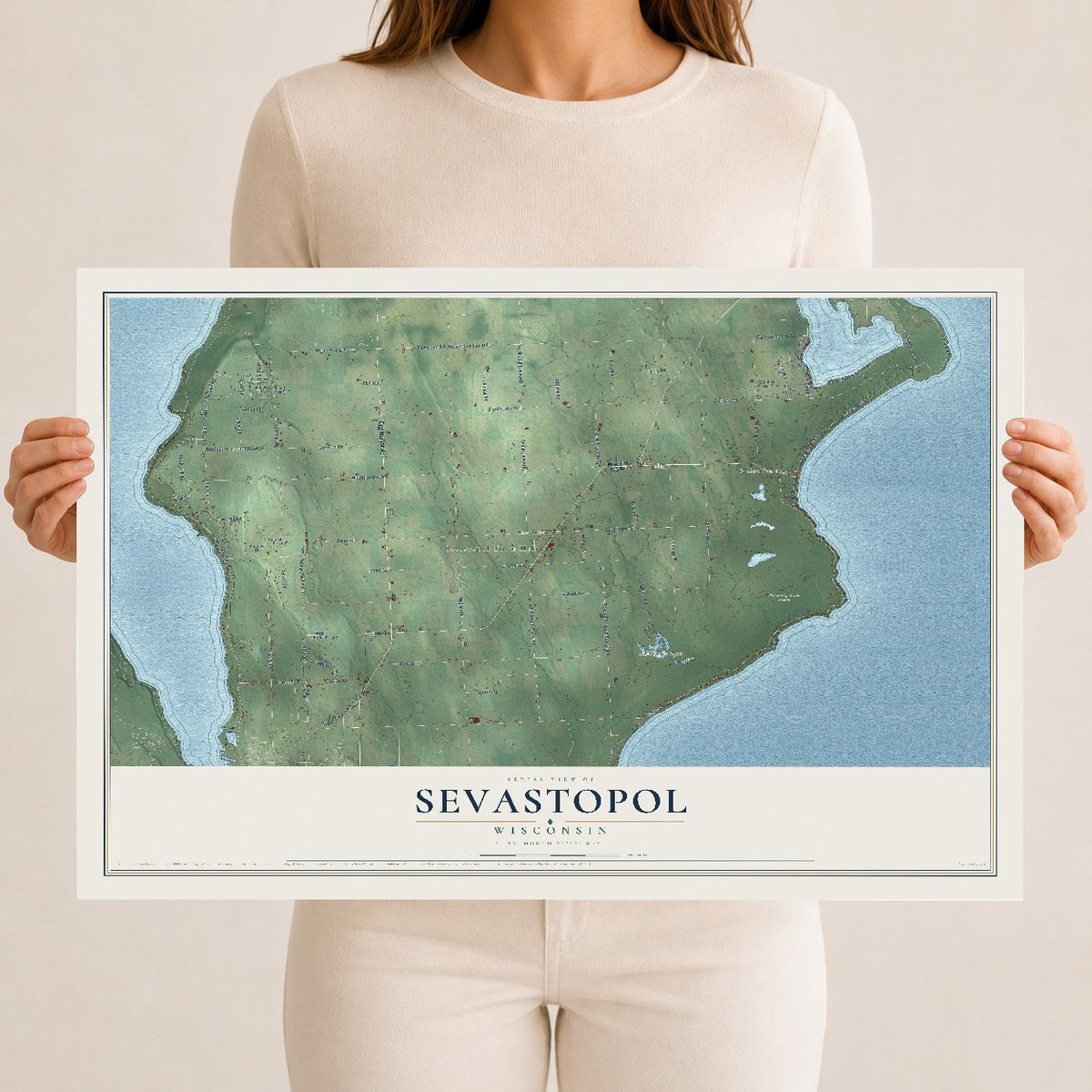 Map of Sevastopol, Wisconsin, 12 x 18 inch unframed archival matte print