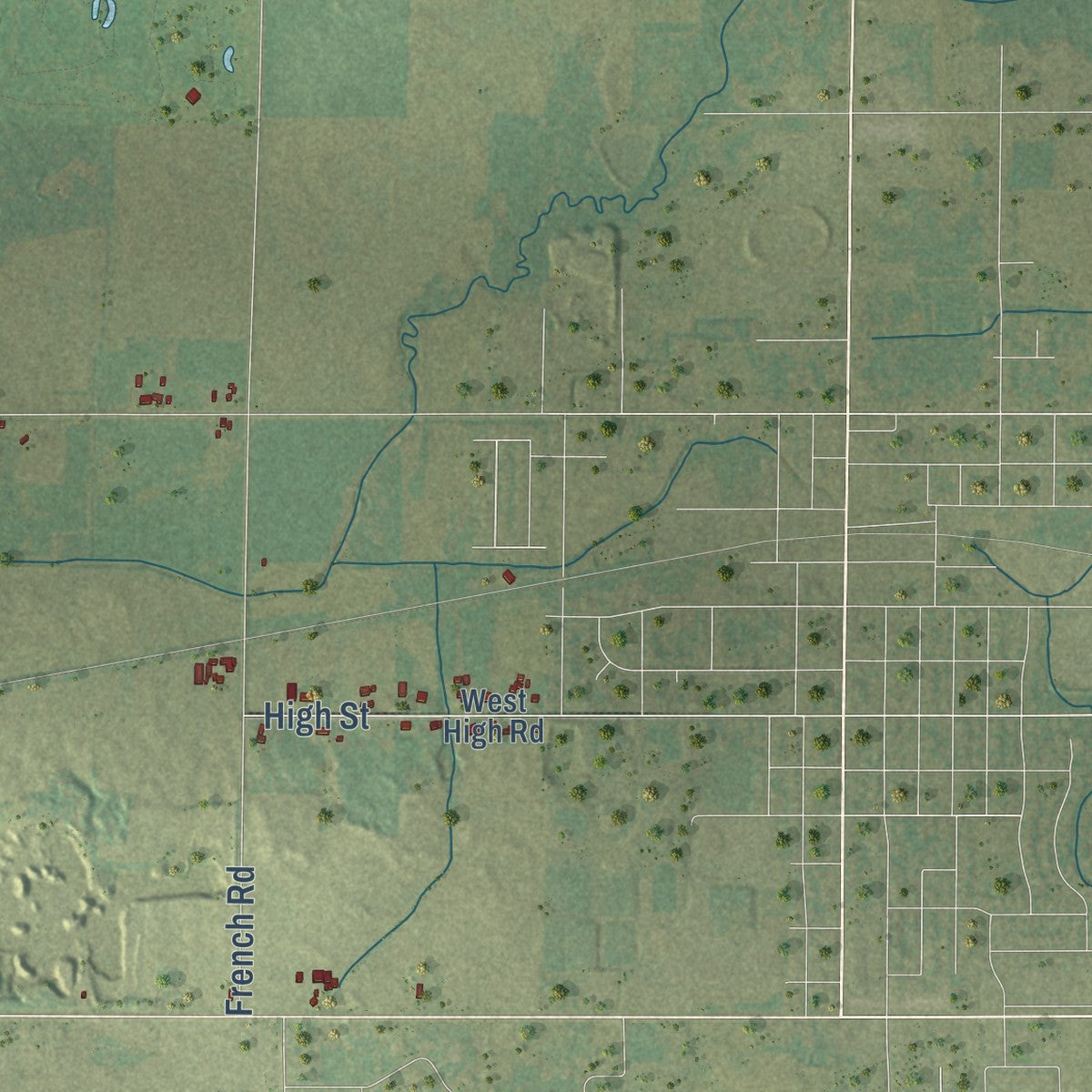 Close-up of the map of the Town of Seymour, Outagamie County, Wisconsin print showing street and building detail