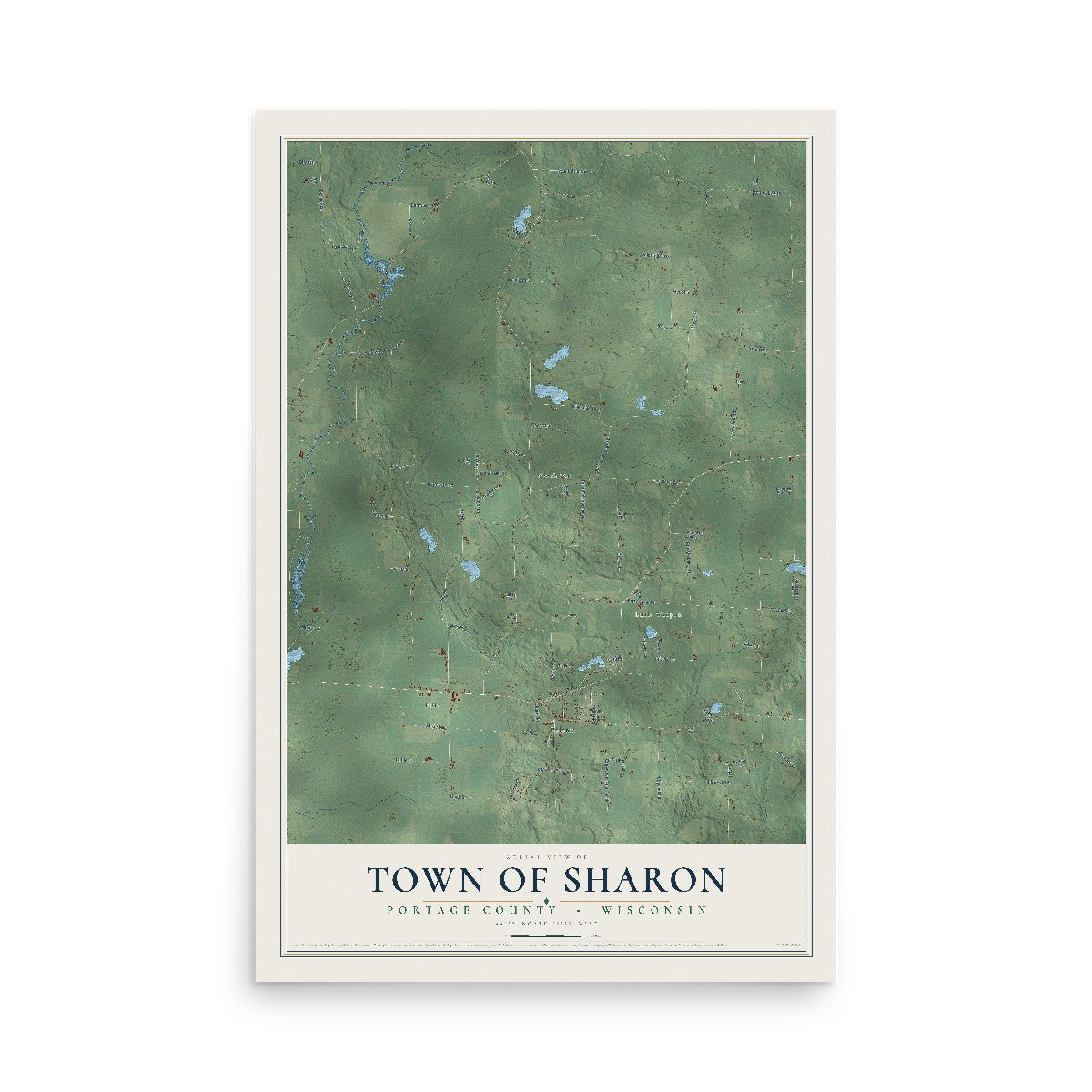 Map of the Town of Sharon, Portage County, Wisconsin, 12 x 18 inch unframed archival matte print