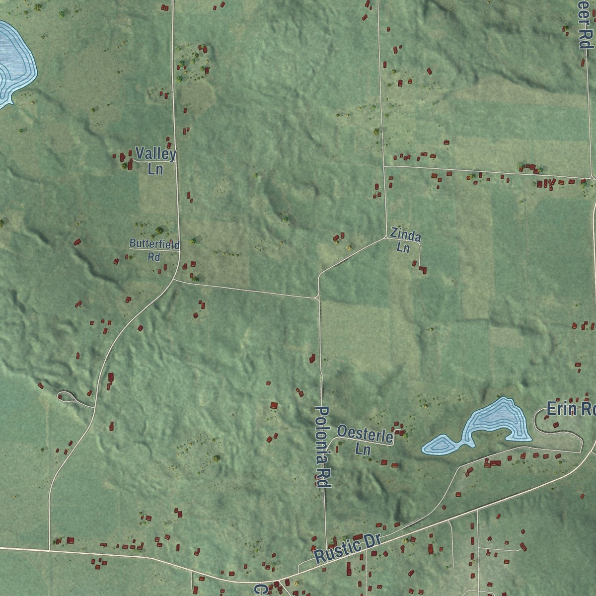Close-up of the map of the Town of Sharon, Portage County, Wisconsin print showing street and building detail