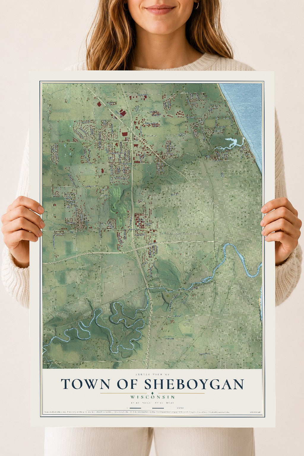 Map of the Town of Sheboygan, Wisconsin, 18 x 24 inch unframed archival matte print