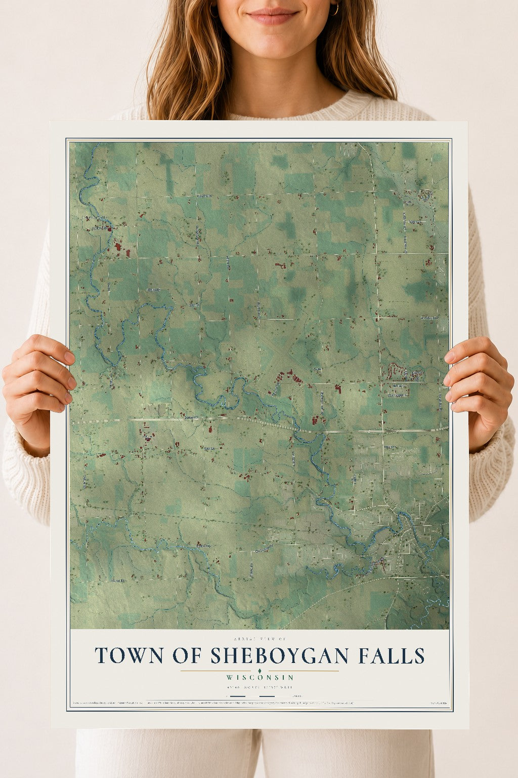 Map of the Town of Sheboygan Falls, Wisconsin, 18 x 24 inch unframed archival matte print